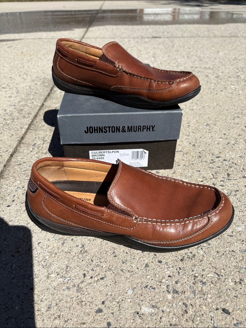 Johnston & Murphy Culbert Brown Leather Slip-On Driving Loafer size 9